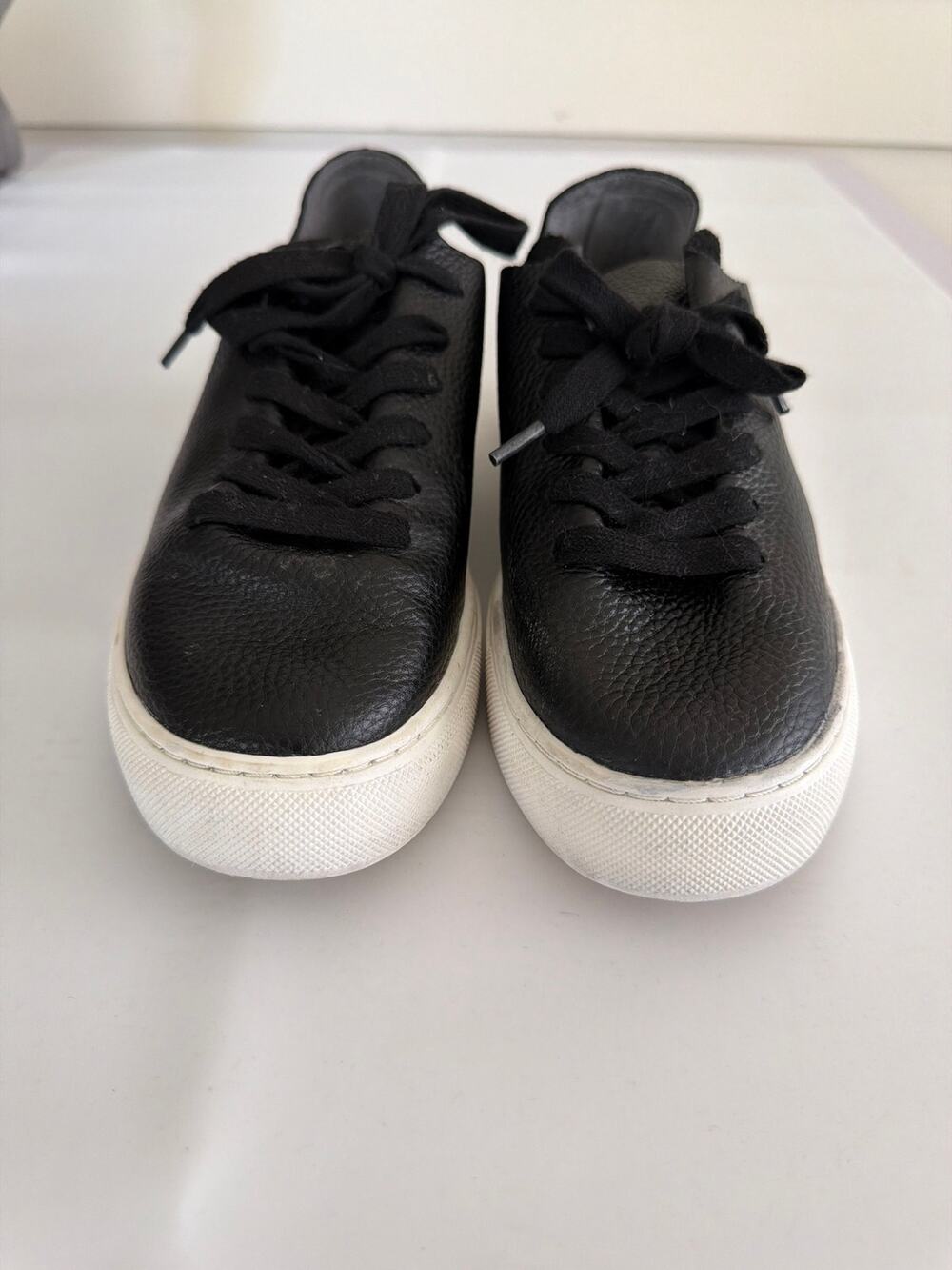Sam Edelman Poppy Sneakers Black Leather 7.5 Minimalist Capsule Streetwear Laces